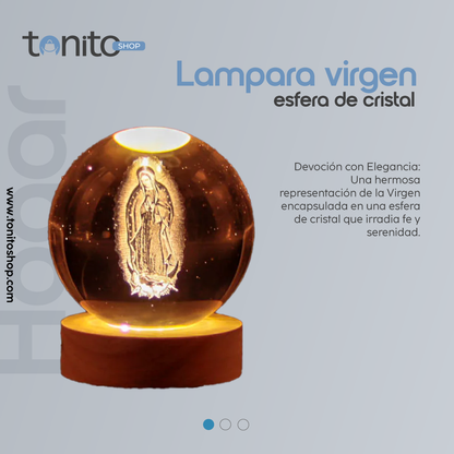 LAMPARA DE VIRGEN EN ESFERA DE CRISTAL