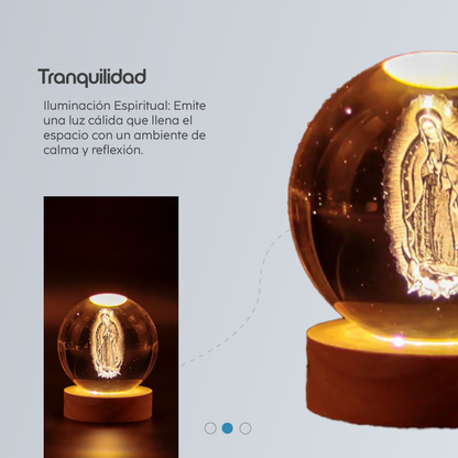 LAMPARA DE VIRGEN EN ESFERA DE CRISTAL